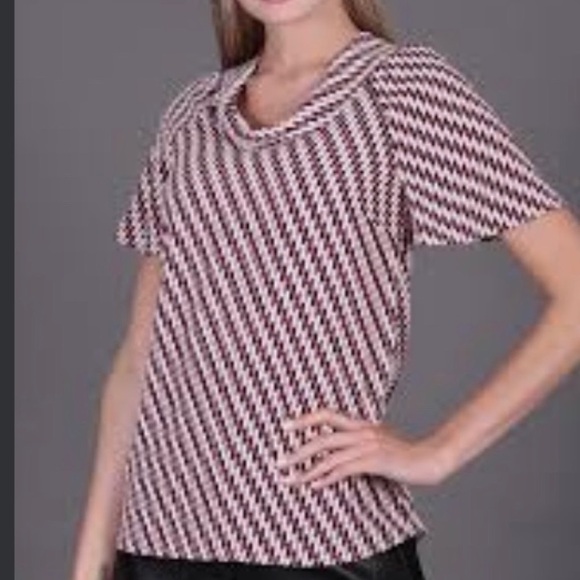 🆕 Meinsang patterned short sleeve plus size collared blouse red … - Picture 5 of 10